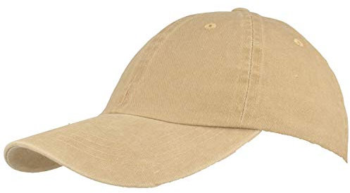 Breiter Baseball Cap Basecap Sonnen Kappe 100% Baumwolle Größenverstellbar & Waschbar - Beige