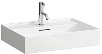 Laufen Kartell Aufsatzwaschtisch 1 Hahnloch, mit Überlauf, Wandmontage, Unterseite geschliffen, 600x460, Farbe: Weiß - H8163330001041