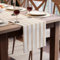 Encasa XO Baumwoll-Tischläufer 8 Seater | Größe 32x230 cm | Franca Beige Streifen - Maschinenwaschbar & Langlebig