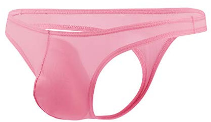 Newsywell Hommes String Soie Glacée Bikinis Mode Micro Tanga Taille Basse Microfibre Bulge Slip sous-Vêtements Rouge Moyen