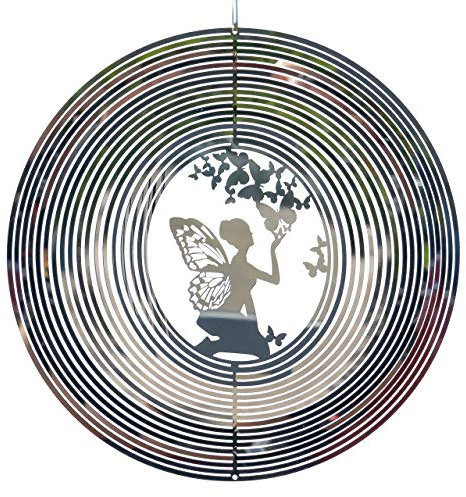 Edelstahl Windspiel - Mirror Crystal - Abmessung: 20 x 20cm - inkl. Haken mit Kugellagerwirbel (Mirror Fairy)