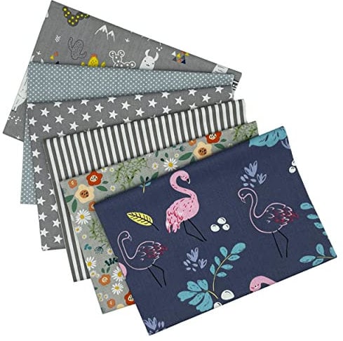 Jukway 6 Stück Baumwollstoff Meterware 50 x 50 cm Patchwork Stoffe zum Nähen Quilten DIY Dekoration Basteln Handwerken, Reine Baumwolle Stoff Bedruckte Mustern Stoffpakete (Grau)