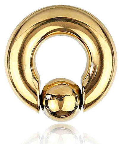 viva-adorno Piercing BCR Spring Ball Closure Ring Intimpiercing Klemmring Chirurgenstahl 316L Clip in Pop out XXL gold Z553, 3 x 12 x 6mm
