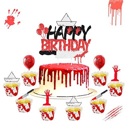 Have A Killer Geburtstagskuchen-Topper & Cupcake-Topper für Halloween blutig gruseliges Geburtstagszubehör, Mädchen Jungen Horror-Themen-Geburtstagsparty-Dekorationen