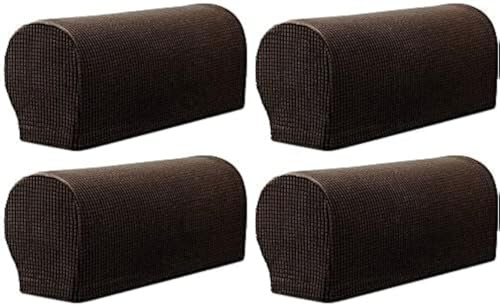 Arm Rest Covers Sofa Set of 4 Stretch Armchair Couch Non-Slip Furniture Protector Slipcovers for Chair Sofa Couches Recliner (Dark Coffee)
