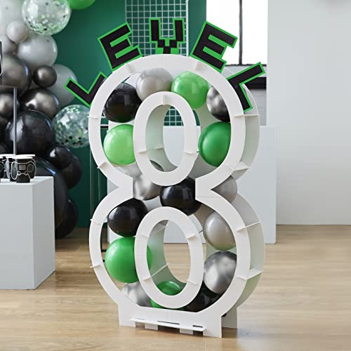 Ginger Ray Video Game Latex Level Balloon Mosaic Kids Party Decoration Customisable Kit, Black