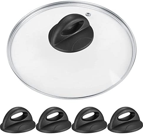 4 Pièces Boutons de Couvercle Poele, Casserole Couvercle Boutons, Bouton de Remplacement de Couvercle Cuisine pour Couvercle Verre, Poignée de Couvercle - Noir