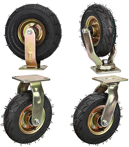 LIGUOYI 4 Schwerlastrollen 200mm Und 250mm Luftreifen Gummi Rollen - 2 Lenkrollen + 2 Bockrollen Tragkraft 700 Kg - UniversalLeise rutschfest Transportrolle Für Wagen Mechanisch Möbel (Size : Ø25cm)
