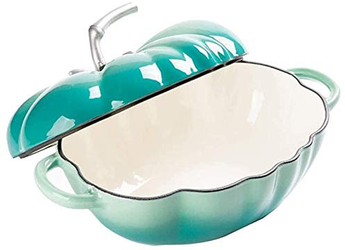 Pumpkin Casserole Dish With Lid Cast Iron Pumpkin Casserole Pot Enamel Stew Pot Creative Pumpkin Pot Soup Pot Easy To Clean Home Gifts For Parents,Red (Green)