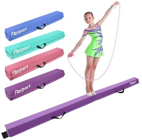 FBSPORT Schwebebalken Kinder 180/210/240/270/300cm Faltbarer für Zuhause | Extra fester Schaumstoff, PU‑Leder‑Bezug, einfache Reinigung, rutschfeste Unterseite, mit Tragetasche, für alle Turnniveaus