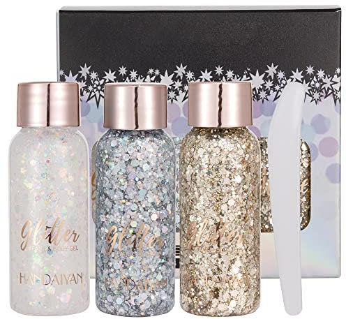 GL-Turelifes Mermaid Pailletten Chunky Glitter Liquid Lidschatten Body Gel Festival Kosmetik Gesicht Haar Nägel Make-up Long Lasting Sparkling 30 g (Set A)