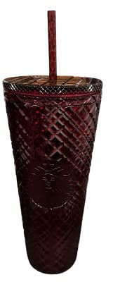 Starbucks Holiday Jewel Venti - Vaso de 24 onzas con popote (rojo)