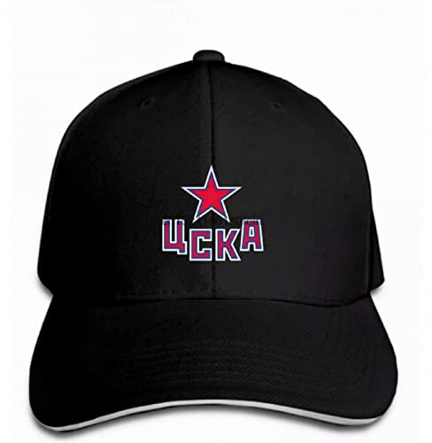 FUWIND Jahrgang Baseball Kappe Hc CSKA Moskau Khl Russischer Profi-Hockeyer Schwarz New Russia Snapback?Hut?Peaked Outdoor Sports Hat Geschenke für Hip-Hop-Liebhaber Geburtstag Geschenk