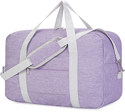 Narwey Handgepäck Tasche für Flugzeug Faltbare Reisetasche Damen Weekender Bag Sporttasche Damen Herren Handgepäck Koffer Groß 85L(Lila)