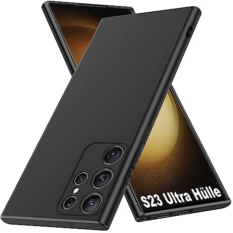 Whew Hülle Kompatibel mit Samsung Galaxy S23 Ultra, Matte Schwarz Ultra Dünn Soft Silikon Case, Kameraschutz Stoßfest TPU Handyhülle, Anti-Kratzer Anti-Fingerabdruck Schutzhülle Slim Cover