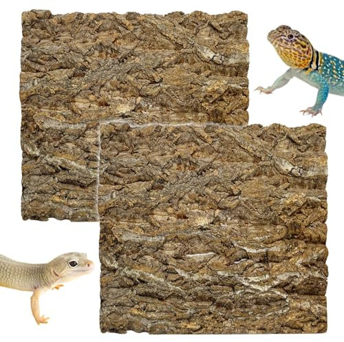 kathson 2Pcs 11.8” L x 11.8” W Cork Tile Background Bark Terrarium Backdrop Wall Decor Cork Bark for Reptiles Reptile Climbing Mat for Spider Gecko Lizard Bearded Chameleon Dragon Turtle Snake