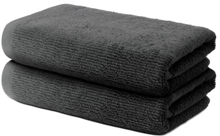 2 er Set Handtücher 50x100 cm | Frottee Weich & Flauschig | 100% Baumwolle | Frottier Handtuch Duschtuch Badetuch Badehandtuch | Oeko-Tex | 500g/m² | Ôhm | Dunkelgrau