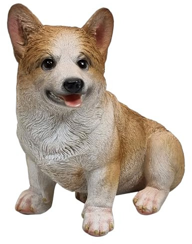 Fachhandel Plus DEKOFIGUR Corgi Tierfigur Hundewelpe sitzend detailgetreu Indoor Outdoor