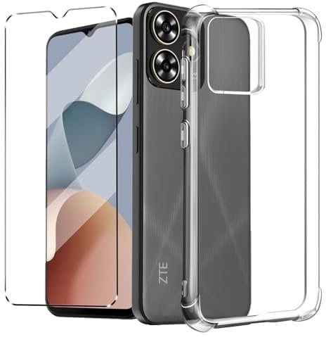 HuiYouMY 1 hülle und Glas 1Pcs Compatible with ZTE Blade A73 4G Folie, hülle silikon stoßfest Compatible with ZTE Blade A73 4G schutzhülle schutzfolie schutzglas Folie handyhülle Tasche case Clear