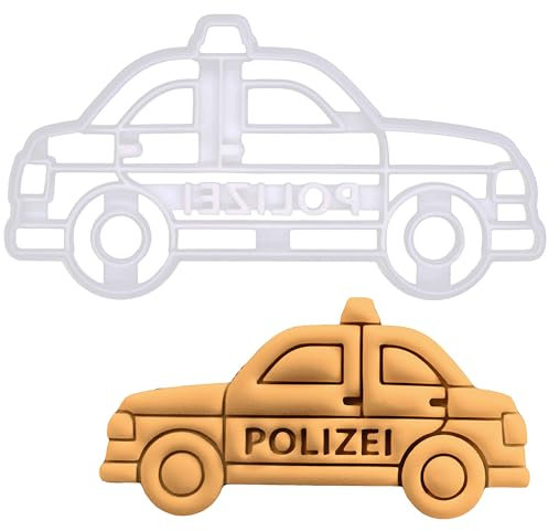 BAKERLOGY Emporte-pièce Voiture de Patrouille de Police - Conception détaillée d'emporte-pièces pour la pâtisserie et l'artisanat, adaptée au fondant, à la pâte, à l'argile
