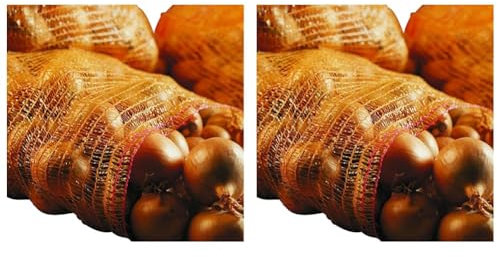 NOOR Raschelsäcke (5kg) aus PP/PE Stoff (32 x 48cm) I 20 Stück braune Gemüsesäcke für Obst- & Gemüselagerung I Grobe Maschen für optimale Belüftung (Packung mit 2)