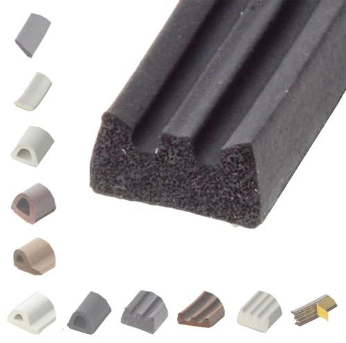 BRESKO 6-100 m Fensterdichtung Selbstklebend Dichtung Gummidichtung Epdm Türdichtung Dichtband Gummi Fenster Profil Abdichtung Dichtungsprofil (E - 15x8 mm - schwarz, 6 m)