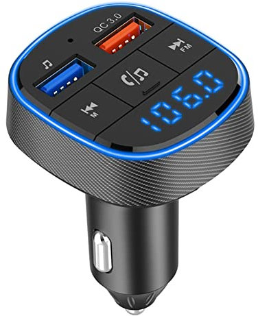 Silriku BC57 Car Bluetooth 5.0 FM Transmitter QC3.0 Dual USB Charger Colorful Light MP3 Player Adapter TF Card Handsfree Car Kit