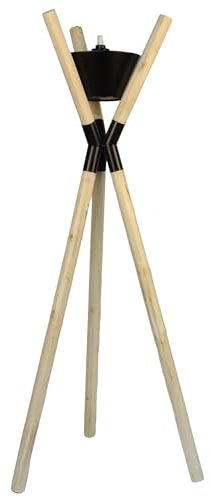 UNUS Gartenfackel Blumenampel Dreibein aus Holz Blumenständer Ölfackel nachfüllbar draußen Outdoor