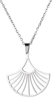 unift Ginkgo Biloba Halskette / Ohrringe für Damen, Edelstahl, einfach, schick, mehrschichtig, Ginkgoblatt, Edelstahl, Einheitsgröße, Edelstahl, Kein Edelstein