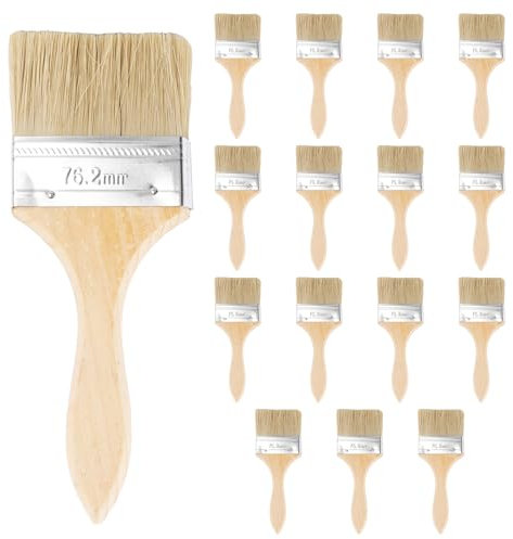 Lot de 16 Pinceaux,Pinceau Peinture 75mm,Pinceau Peinture Mur,Pinceaux Plats, Pinceau Plat à Manche en Bois, pour Peinture à l'huile, Teinture,Adapté pour ClôTure, DéCoration
