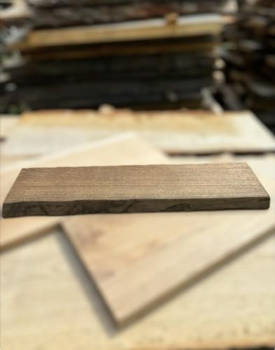 Fensterbank aus massiver Eiche mit naturbelassenem Baumrand in Palisander Eiche Brett, Treppenhaus, Holzpaneel, Stärke 4cm (Eiche 110x35cm)