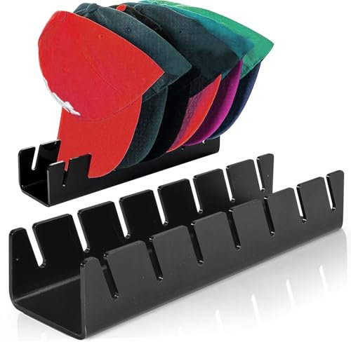 Funmo 2 Stücks Cap Halter,Huthalter Cap Halterung,Desktop Baseballkappen Organizer,Cap Stand für Baseball Caps,No Installieren Acryl Hut Organizer, 14 Hüte Aufbewahren,für Kleiderschränke,Kommoden