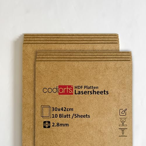 codiarts HDF Platten 30x42cm 2.8mm Hochdichte Holzfaserplatte Perfekt für Laserschneiden & Basteln Hohe Stabilität Glatte Oberfläche Umweltfreundlich (10)