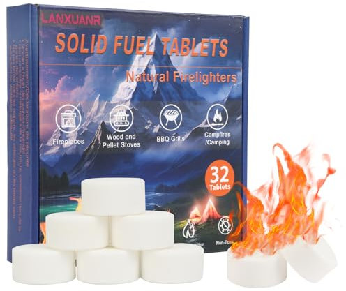 LANXUANR Comprimés de Combustible Solide Allume-feu pour cheminée, pour Usage intérieur et extérieur, pour Feux de Camp, Barbecue, Allume-feu pour Grill et poêle à Bois