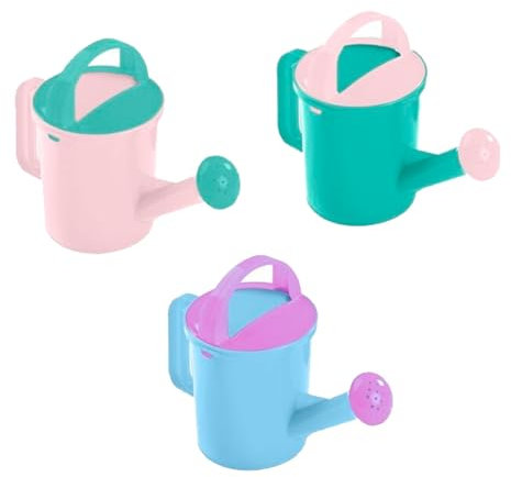 Tradineur - Pack de 3 Pequeñas Regaderas con Asa - Capacidad de 0,75 L - Fabricado en Plástico -Ideal para el riego de Plantas pequeñas y Medianas - Colores Pasteles Aleatorio