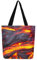 Homewish Vulkan Leinwand Tote Bag Katastrophe Gedruckte Leinwand Tasche Rot Gelbe Einkaufstasche Lava Wiederverwendbare Lebensmitteltasche Natürliche Katastrophe Muster Einkaufstasche