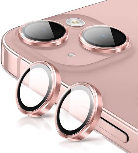 Oelrstfe Pellicola Fotocamera per iPhone 13/13 mini,Posteriore Obiettivo Protezione Vetro Temperato,HD Trasparente Lente Schermo,Durezza 9H Anti-graffio Ultra Resistente Glitter Camera,Rosa