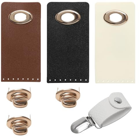 3 Stück Taschenverschluss Lederriemen mit Schnalle, Taschenverschluss für Häkeltaschen, Taschenschnallen und Verschlüsse mit Hut Clips für Taschen, Notebooks, Brieftasche