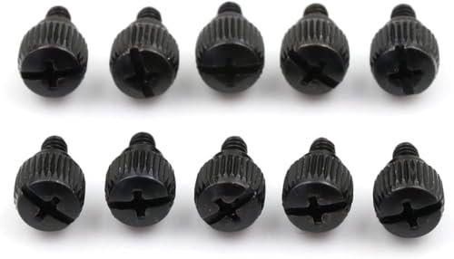 LSDLOUYAQNG Electrical screws 10pcs Computer Case Screws Black Or Nickel Computer Case Screw Hand Tighten Thumb Screw Overall Size 14 X 9mm(Black)