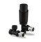 Team Controls Matt Black Angled Thermostatic TRV Radiator Valve & Lockshield 15mm x 1/2 Pack