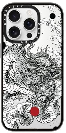 CASETiFY Compact iPhone 16 Pro Case [Lightweight / 4ft. 2X Military Grade Drop Protection/Slim] - Power Dragon - Clear Black
