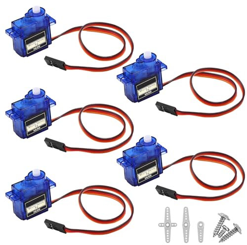 5 Stück Mikro-Servomotoren SG90 9G,Micro Servo Motor Kit,Micro Servo 180 Grad, 9G Micro Servo Motor, Mini Micro Servomotor,Hochleistungs-Servos für RC Roboter, Hubschrauber, Flugzeuge und Modelle