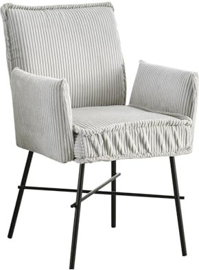 B&D home Esszimmerstuhl JÜRGEN, Schreibtischstuhl Polsterstuhl Loungesessel für Esszimmer, Wohnzimmer, Büro, Industrial modern elegant Design, Hellgrau Cord, 11129-LIGR-1