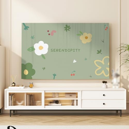 Bedroom Wall Mounted TV Dust Cover Modern Minimalist Style TV Covers Crystal Velvet Fabric Dust-Proof Protector For Flat Screen Television Smart TVs(Size:78IN(W180xH107CM),Color:A)