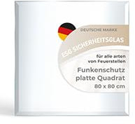 Funkenschutzplatte Glas Quadrat 80x80cm – Glasplatte für Kaminofen - Kaminglas eckig mit Dichtlippe - 6mm ESG Kamin Glasplatte mit Facettenschliff – Kaminschutz Feuerplatte für Kaminofen