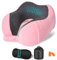 Jiancrate Nackenkissen Flugzeug, Nackenhörnchen Erwachsene, Reisekissen Memory Foam, Verstellbares Reisekopfkissen Reise, Schmalem Rückenteil, Travel Neck Pillow mit Schlafmaske, Ohrstöpsel,Rosa