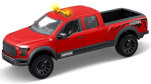 STOULKD Modellauto Pickup-Truck mit Kajak, Geländewagen Spielzeug in Gelb, Rettungsfahrzeug mit abnehmbarem Boot (Roter Tonabnehmer)