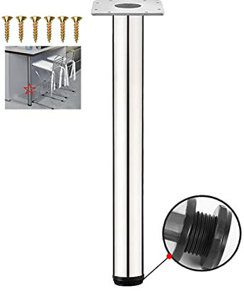 Verstellbares Tischbein aus Edelstahl 1 Stück Rund Möbelfuß Höhenverstellbar 20mm Geeignet für Küchentheken Frühstücksbars Schreibtische (Höhe:100cm)