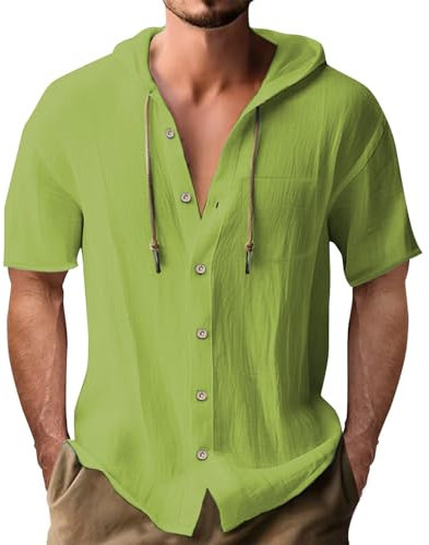 Promo Du Jour Vente Flash Chemise Homme Mise Au Green Hawai Manches Courtes Blanche Col Italien Hawaienne Palmier Chemisette Lin Chemisier Coton Et Bordeaux Vetement Mao Vert D'Eau Deguisement