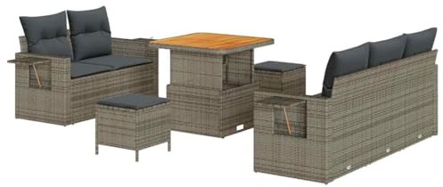 vidaXL Gartensofa-Set 10 STK. Grau Poly-Rattan